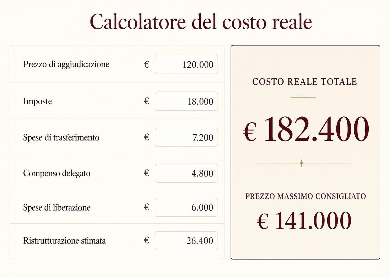 Calcolatore del costo reale e del prezzo massimo incluso nel Kit